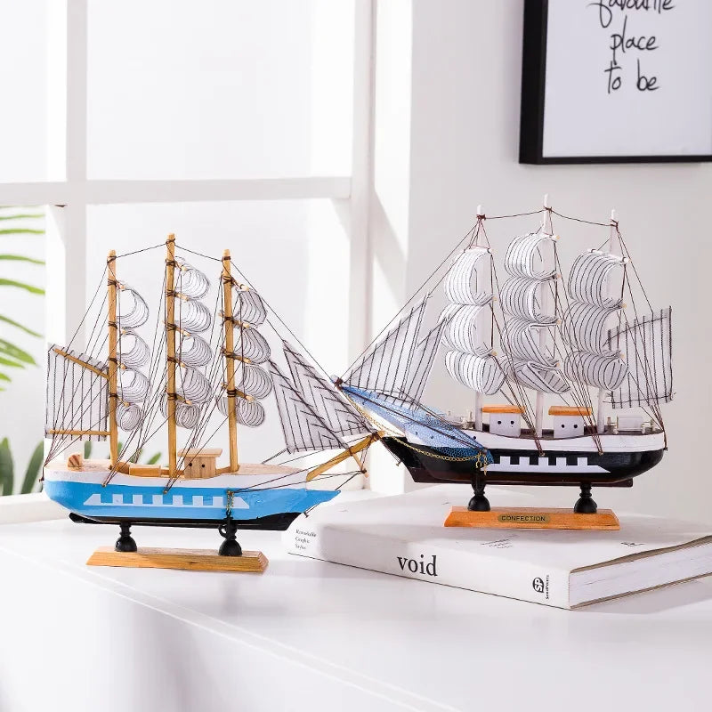 NEW WOODEN SAILBOAT MODEL OFFICE LIVING ROOM