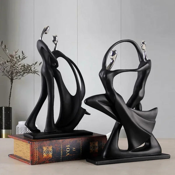 NORDIC ART DANCING COUPLE RESIN FIGURE