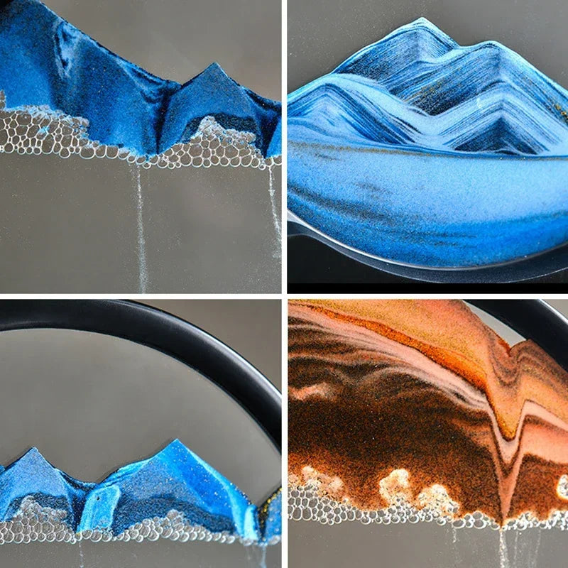 3D MOVING SAND ART PICTURE ROUND GLASS