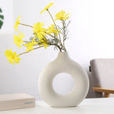 NORDIC VASE CIRCULAR HOLLOW CERAMIC DONUTS