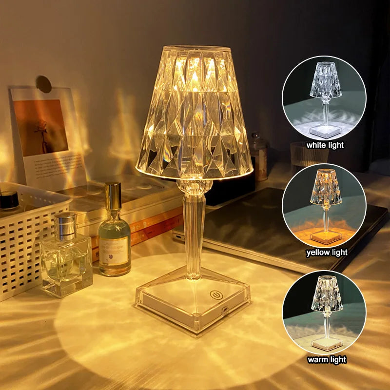 LED Diamond Crystal Table Lamp Projection Night Lights