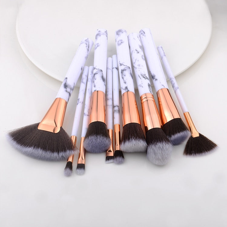Marble Makeup Brushes Tool Set