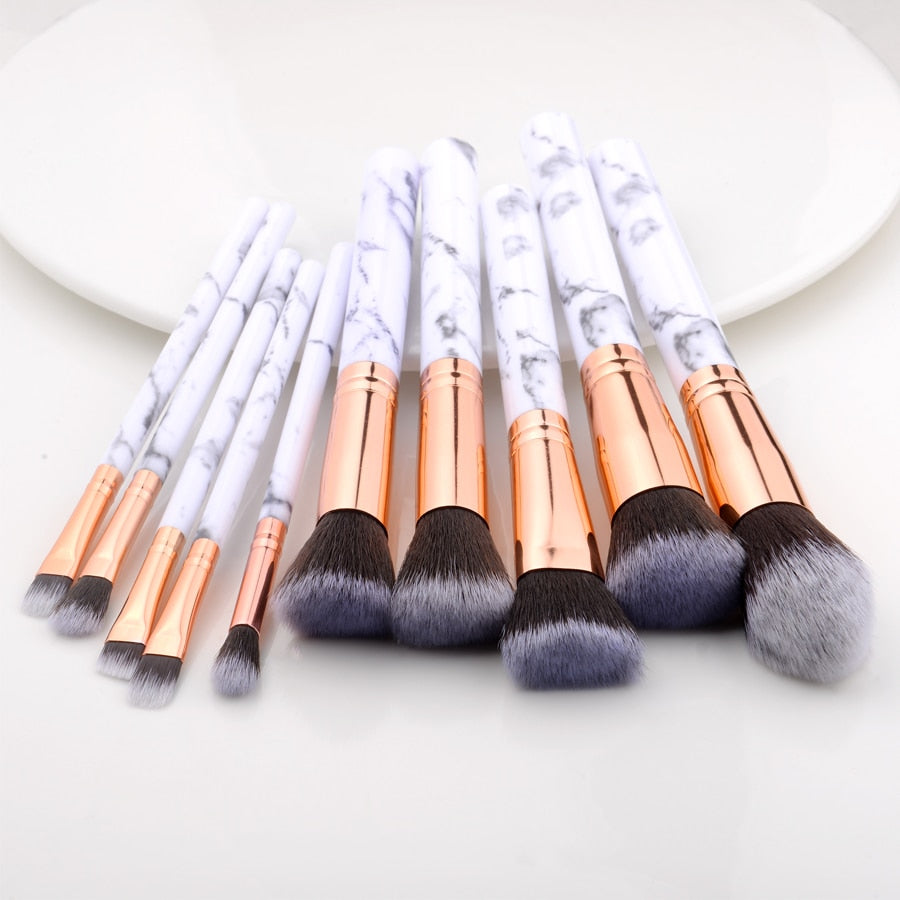 Marble Makeup Brushes Tool Set