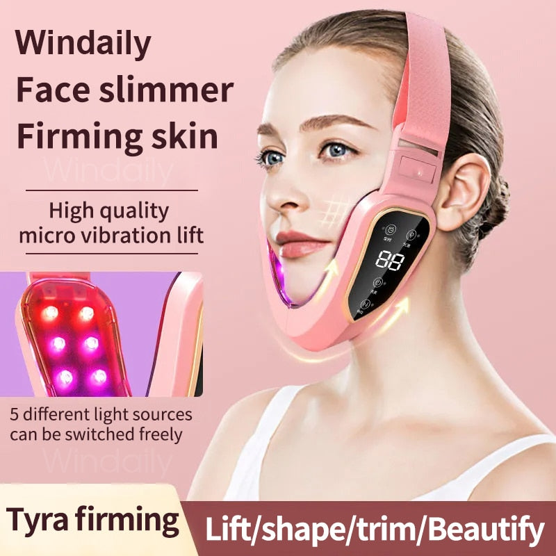 Facial Lifting Device LED Photon Therapy Facial Slimming Vibration Massager Double Chin V Face Shaped Cheek Lift  Belt Machine